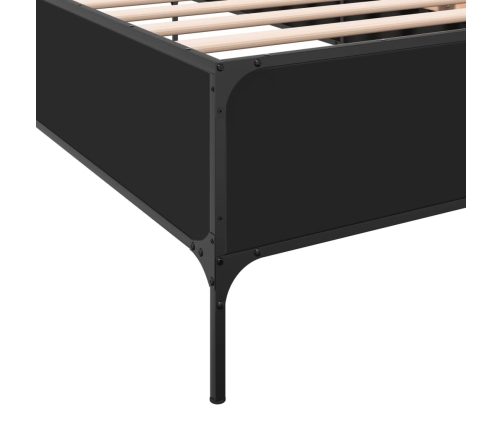 Estructura de cama madera de ingeniería y metal negra 75x190 cm