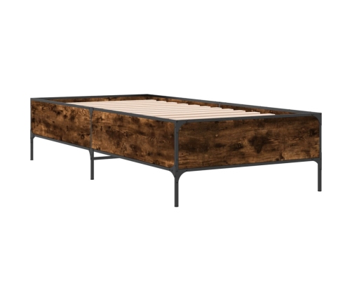 Estructura cama madera ingeniería metal roble humo 75x190 cm