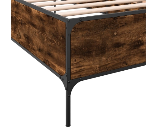 Estructura cama madera ingeniería metal roble humo 75x190 cm