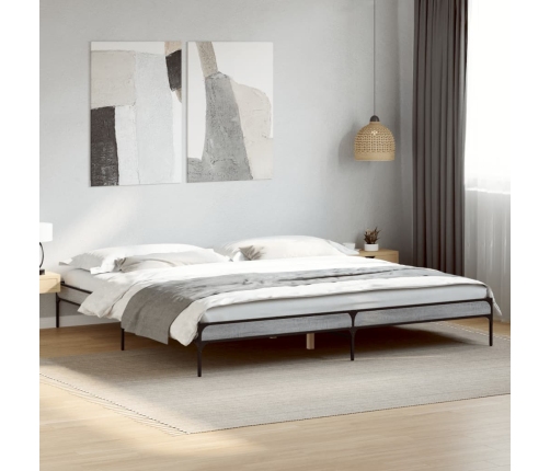 Estructura cama madera ingeniería metal gris Sonoma 200x200 cm