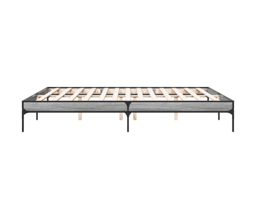 Estructura cama madera ingeniería metal gris Sonoma 200x200 cm