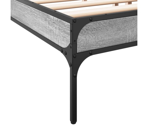 Estructura cama madera ingeniería metal gris Sonoma 200x200 cm