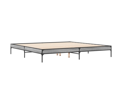 Estructura cama madera ingeniería metal gris Sonoma 180x200 cm