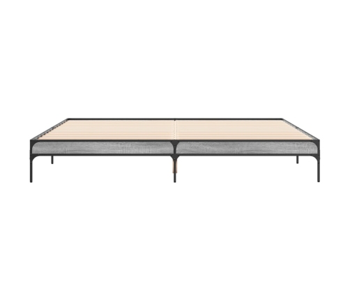 Estructura cama madera ingeniería metal gris Sonoma 180x200 cm