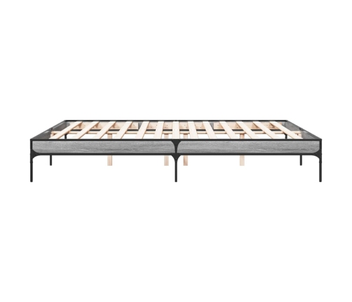 Estructura cama madera ingeniería metal gris Sonoma 180x200 cm