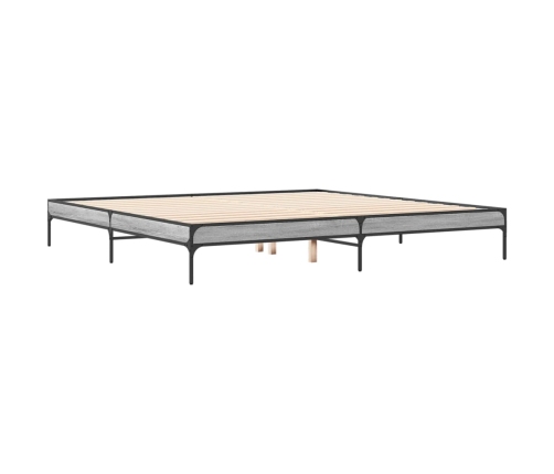 Estructura cama madera ingeniería metal gris Sonoma 180x200 cm