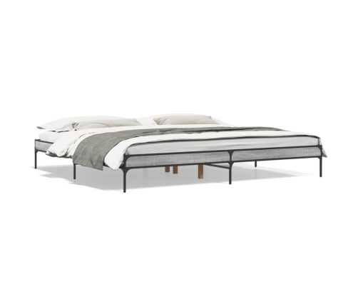 Estructura cama madera ingeniería metal gris Sonoma 180x200 cm