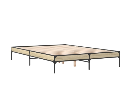 Estructura cama madera ingeniería metal roble Sonoma 160x200 cm