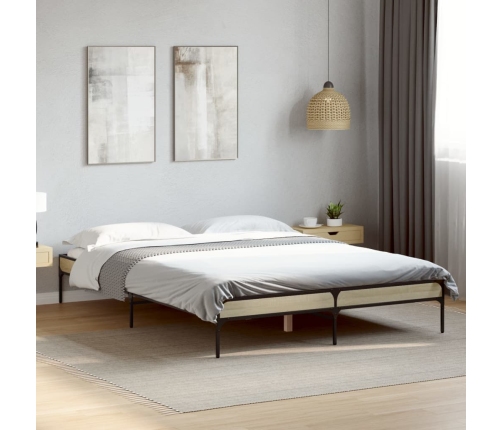 Estructura cama madera ingeniería metal roble Sonoma 160x200 cm