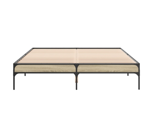 Estructura cama madera ingeniería metal roble Sonoma 160x200 cm