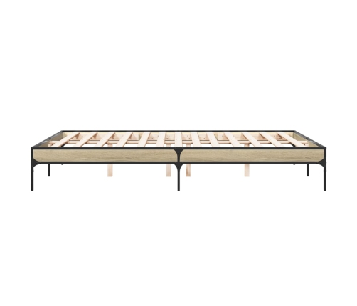 Estructura cama madera ingeniería metal roble Sonoma 160x200 cm