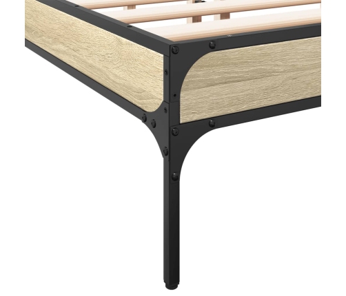 Estructura cama madera ingeniería metal roble Sonoma 160x200 cm
