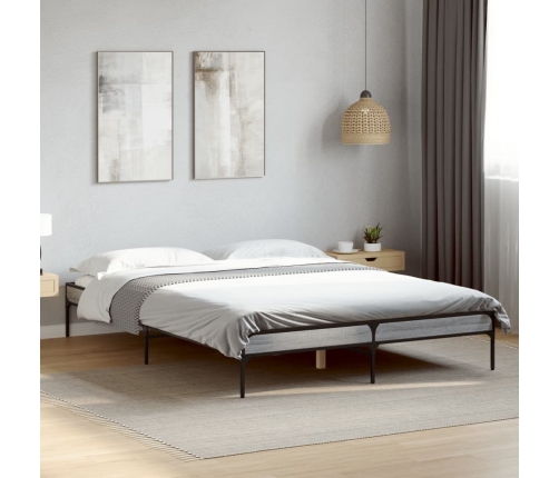 Estructura cama madera ingeniería metal gris Sonoma 160x200 cm