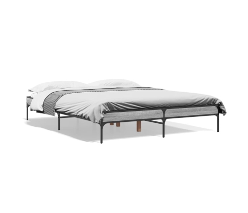 Estructura cama madera ingeniería metal gris Sonoma 160x200 cm