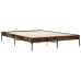 vidaXL Estructura cama madera ingeniería metal roble ahumado 140x200cm