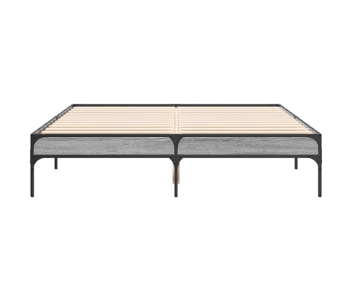 Estructura cama madera ingeniería metal gris Sonoma 120x200 cm