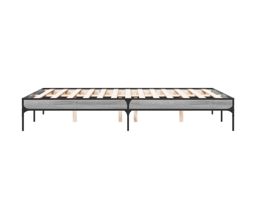 Estructura cama madera ingeniería metal gris Sonoma 120x200 cm