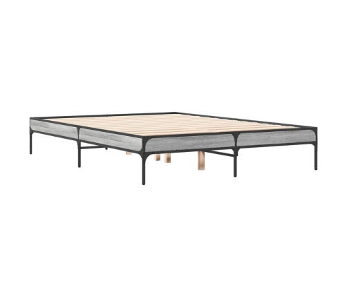 Estructura cama madera ingeniería metal gris Sonoma 120x200 cm