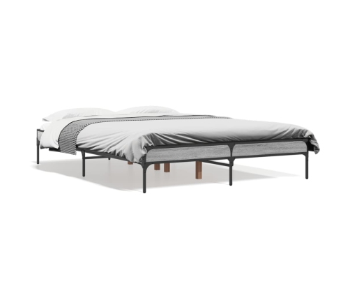 Estructura cama madera ingeniería metal gris Sonoma 120x200 cm