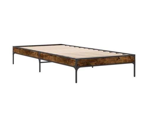 Estructura cama madera ingeniería metal roble humo 100x200 cm