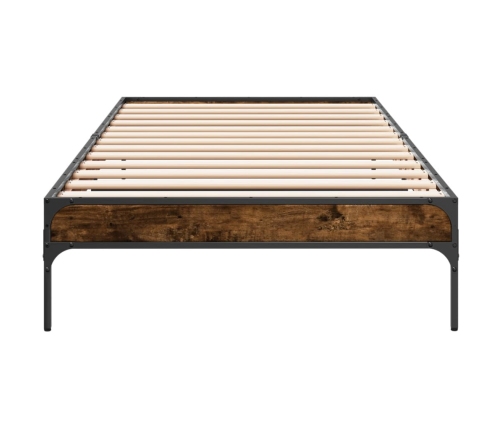 Estructura cama madera ingeniería metal roble humo 100x200 cm