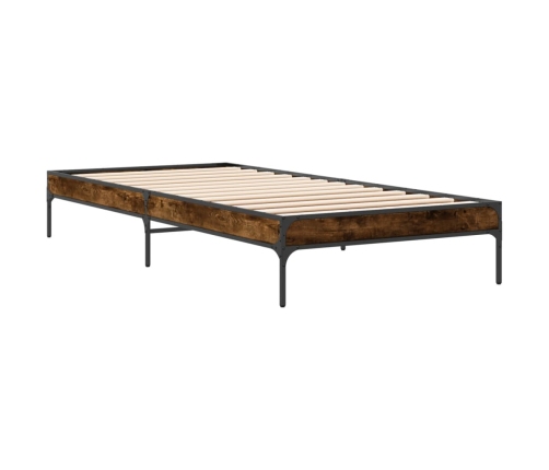 Estructura cama madera ingeniería metal roble humo 100x200 cm