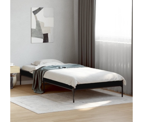 Estructura de cama madera de ingeniería y metal negro 90x200 cm