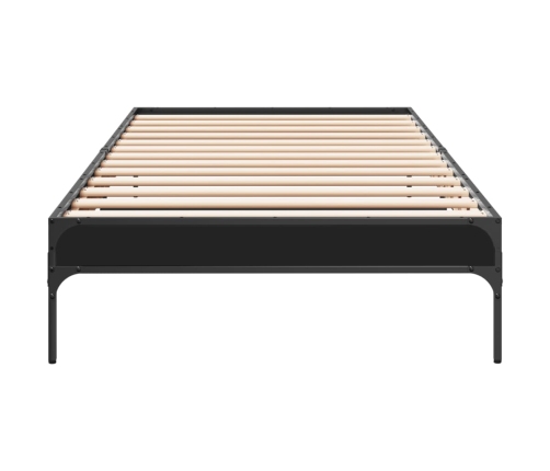 Estructura de cama madera de ingeniería y metal negro 90x200 cm
