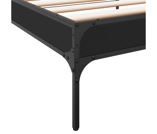 Estructura de cama madera de ingeniería y metal negro 90x200 cm