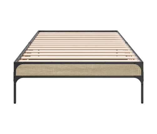 Estructura cama madera ingeniería metal roble Sonoma 90x200 cm