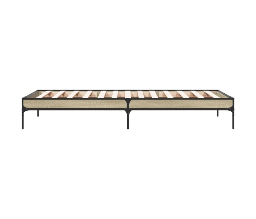 Estructura cama madera ingeniería metal roble Sonoma 90x200 cm