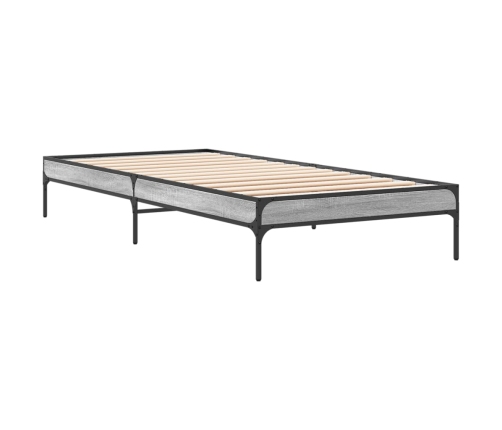 Estructura cama madera ingeniería metal gris Sonoma 90x200 cm