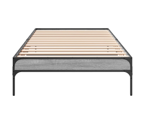 Estructura cama madera ingeniería metal gris Sonoma 90x200 cm