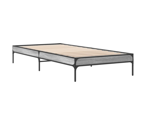 Estructura cama madera ingeniería metal gris Sonoma 90x200 cm