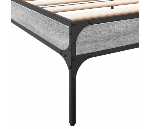 Estructura cama madera ingeniería metal gris Sonoma 90x200 cm