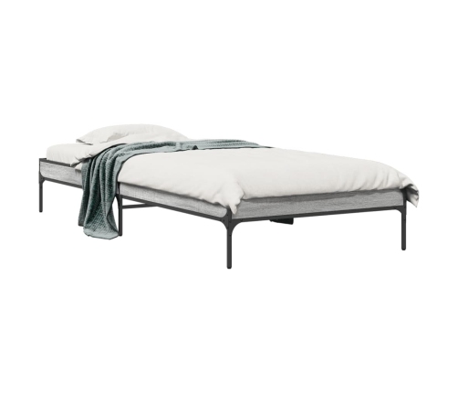 Estructura cama madera ingeniería metal gris Sonoma 90x200 cm