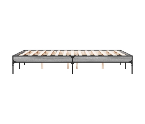 Estructura cama madera ingeniería metal gris Sonoma 140x190 cm