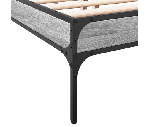 Estructura cama madera ingeniería metal gris Sonoma 140x190 cm