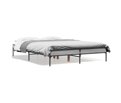 Estructura cama madera ingeniería metal gris Sonoma 140x190 cm