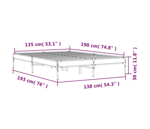 Estructura de cama madera de ingeniería y metal negro 135x190cm