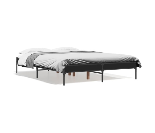 Estructura de cama madera de ingeniería y metal negro 135x190cm