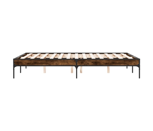 Estructura cama madera ingeniería metal roble ahumado 135x190cm