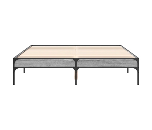 Estructura cama madera ingeniería metal gris Sonoma 135x190 cm