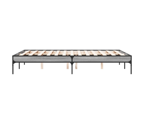 Estructura cama madera ingeniería metal gris Sonoma 135x190 cm