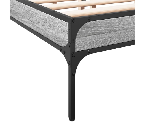 Estructura cama madera ingeniería metal gris Sonoma 135x190 cm