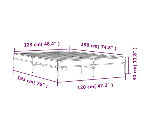 Estructura de cama madera de ingeniería y metal negro 120x190cm