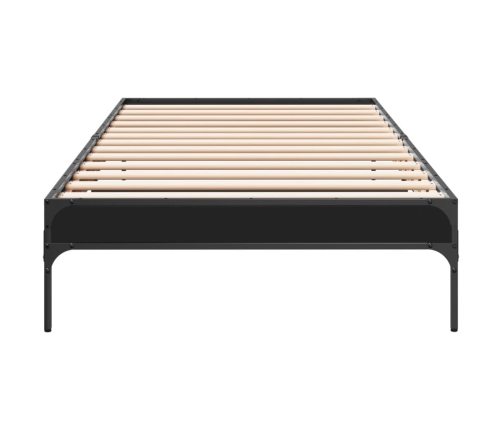 Estructura de cama madera de ingeniería y metal negra 90x190 cm