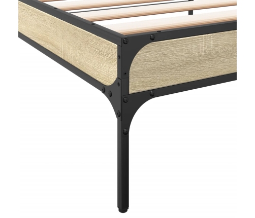 Estructura cama madera ingeniería metal roble Sonoma 90x190 cm