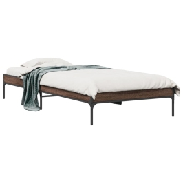 Estructura cama madera ingeniería metal marrón roble 90x190 cm