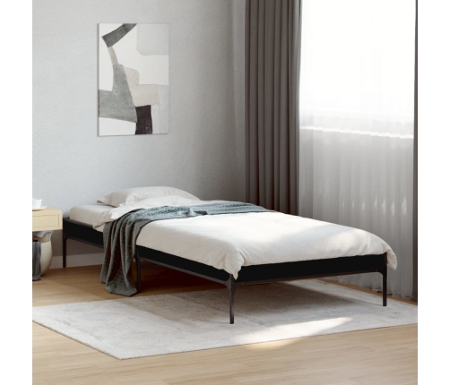 Estructura de cama madera de ingeniería y metal negra 75x190 cm